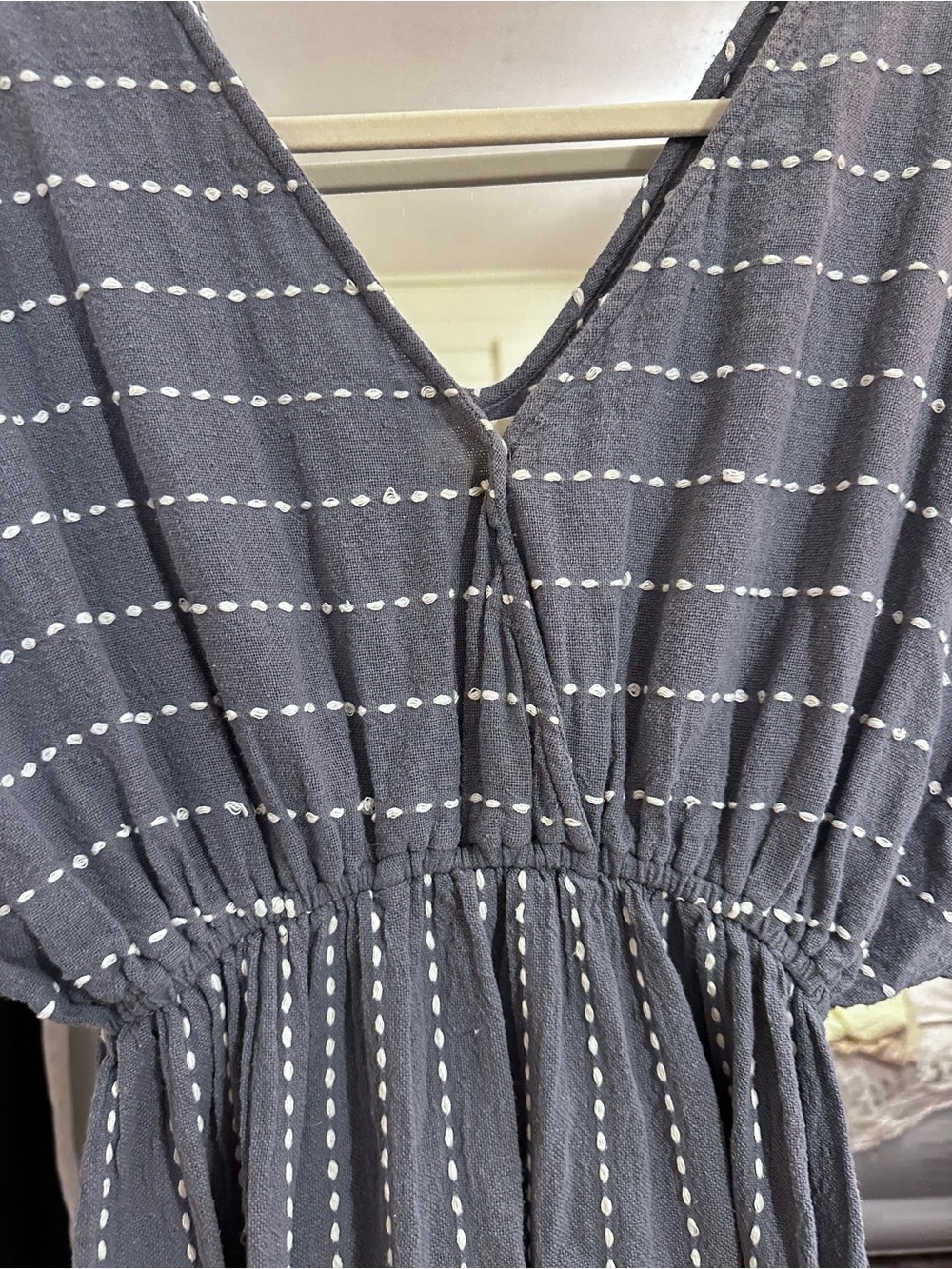 Cost Plus World Market Navy Maxi Dress with White Dot Stripes - Picture 4 of 5